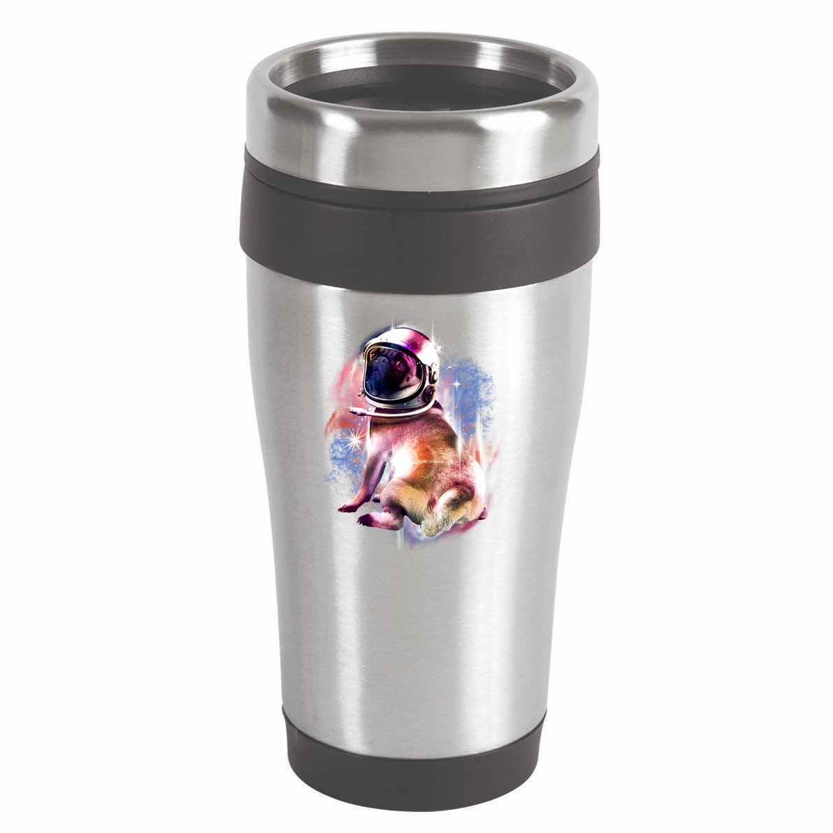 Space Pug Wearing Helmet 16oz Travel Tumbler