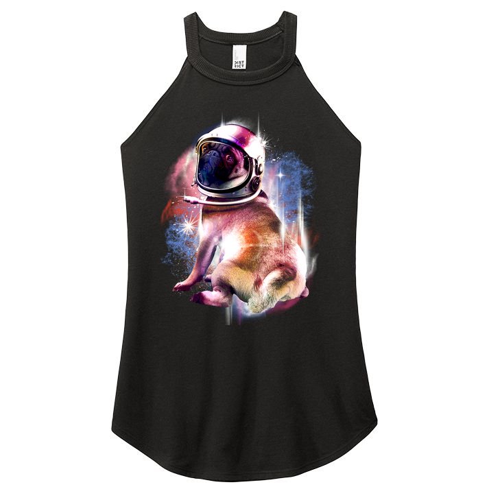 Space Pug Wearing Helmet Women's Perfect Tri Rocker Tank