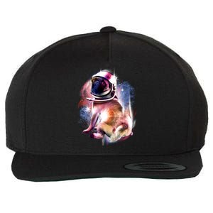 Space Pug Wearing Helmet Wool Snapback Cap