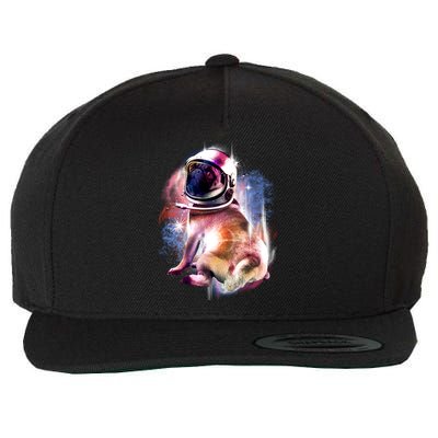 Space Pug Wearing Helmet Wool Snapback Cap