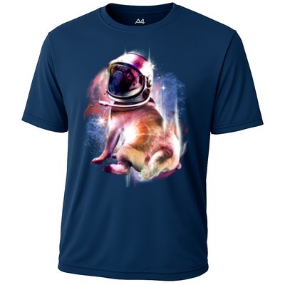 Space Pug Wearing Helmet Performance Shirt