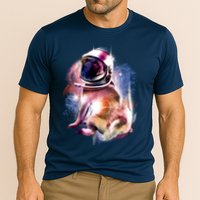 Space Pug Wearing Helmet Cooling Performance Crew T-Shirt