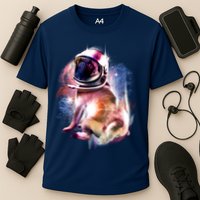Space Pug Wearing Helmet Cooling Performance Crew T-Shirt