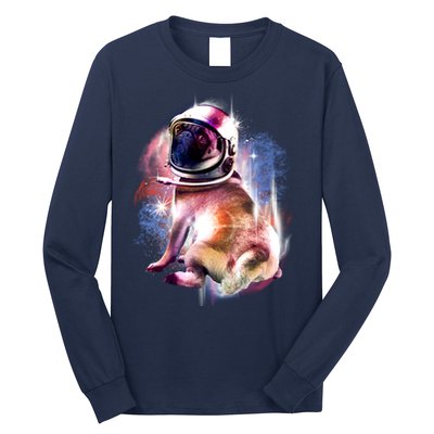 Space Pug Wearing Helmet Long Sleeve Shirt