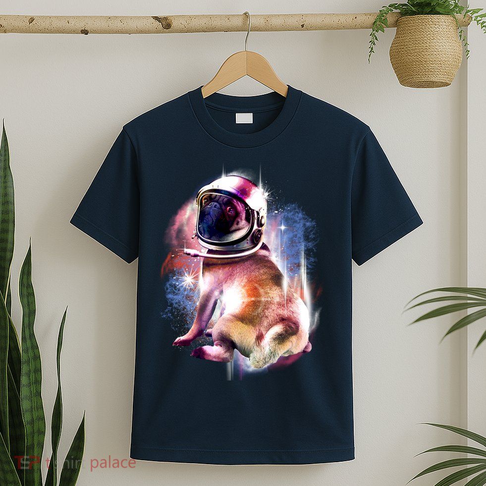 Space Pug Wearing Helmet T-Shirt