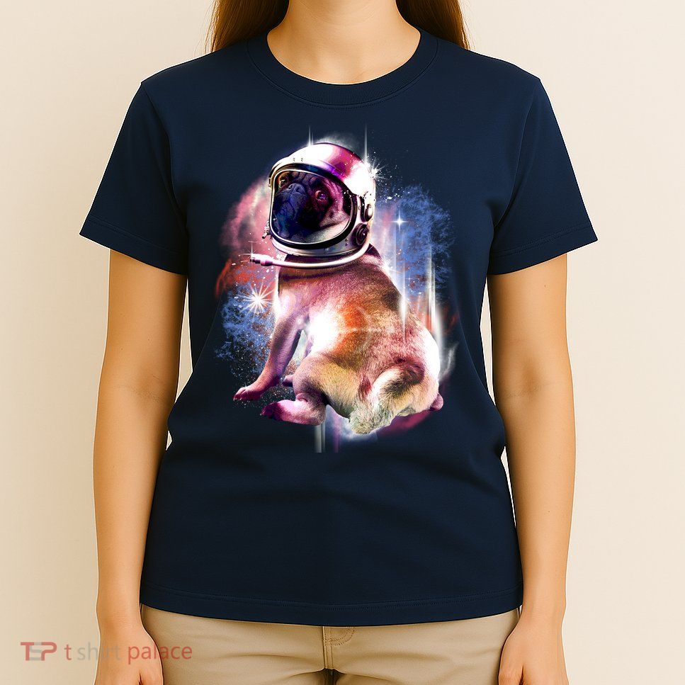 Space Pug Wearing Helmet T-Shirt
