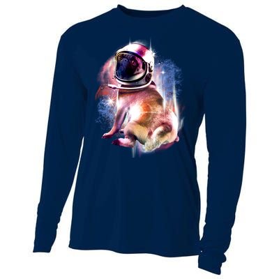 Space Pug Wearing Helmet Cooling Performance Long Sleeve Crew