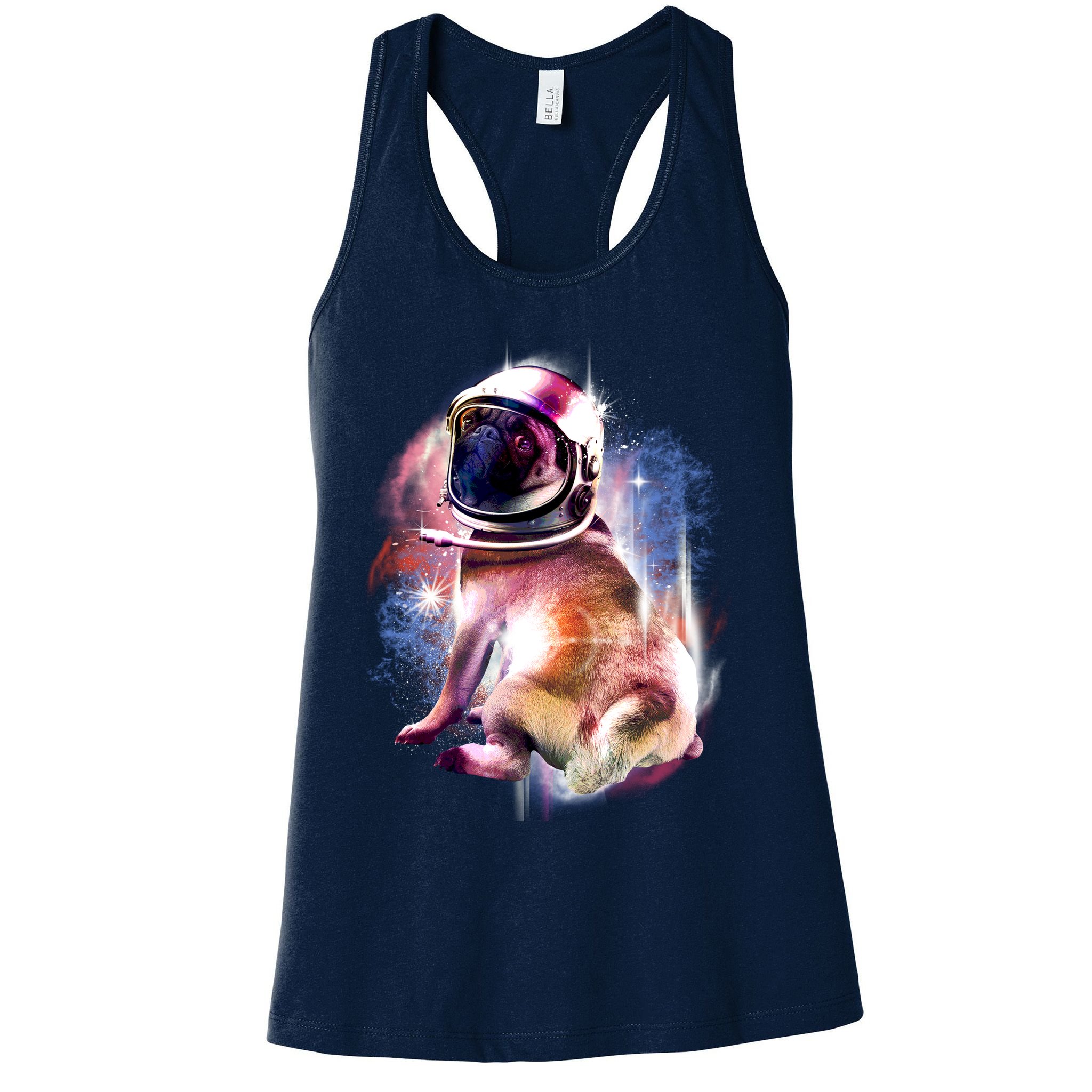 Space Pug Wearing Helmet Womens Tank Top