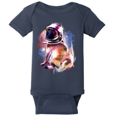 Space Pug Wearing Helmet Baby Bodysuit