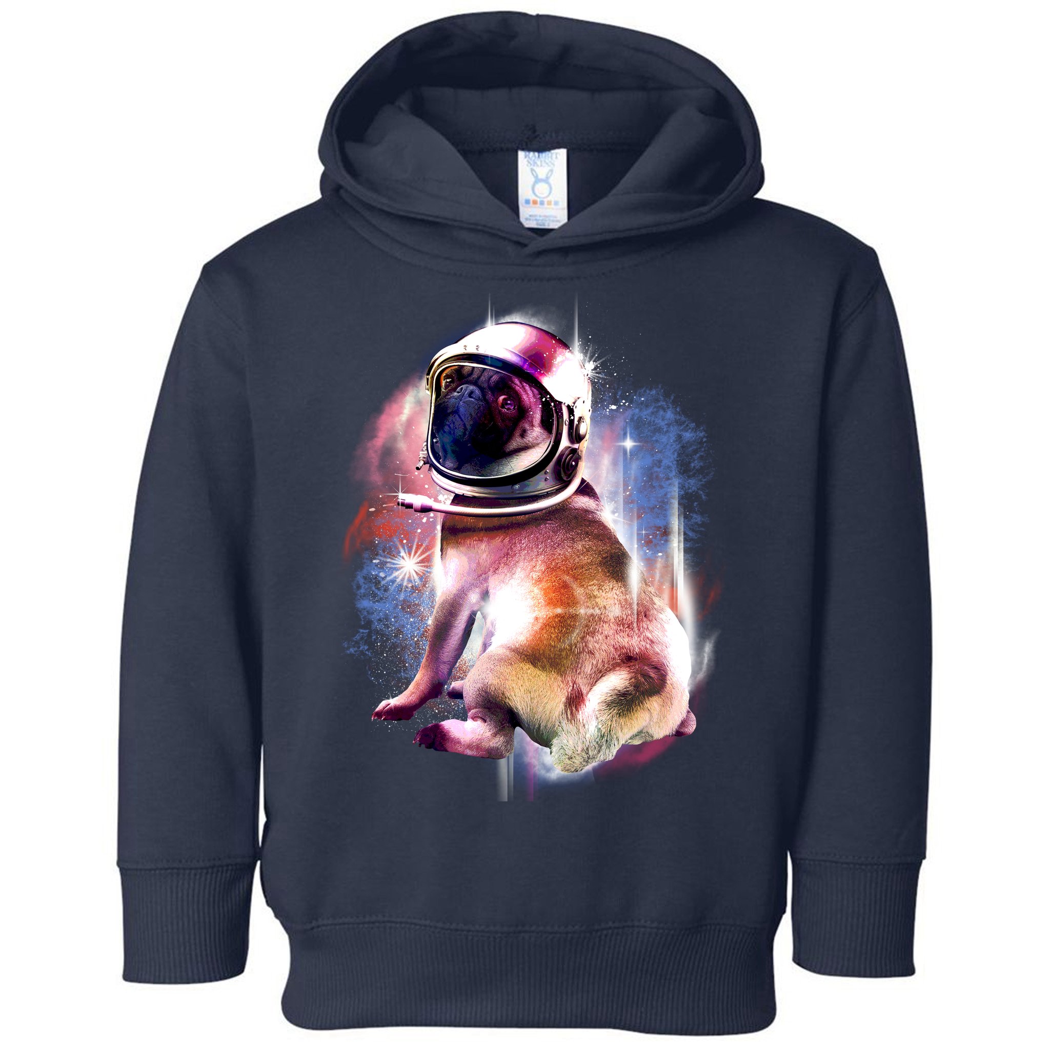Space Pug Wearing Helmet Toddler Hoodie