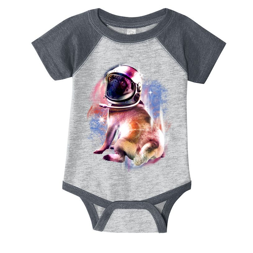 Space Pug Wearing Helmet Infant Baby Jersey Bodysuit