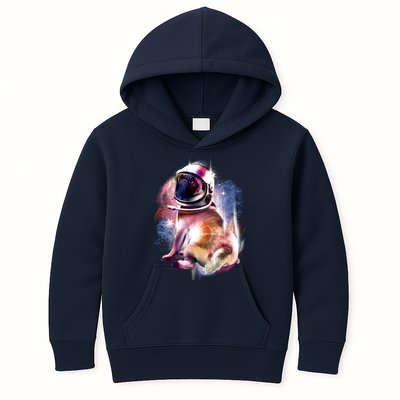 Space Pug Wearing Helmet Kids Hoodie