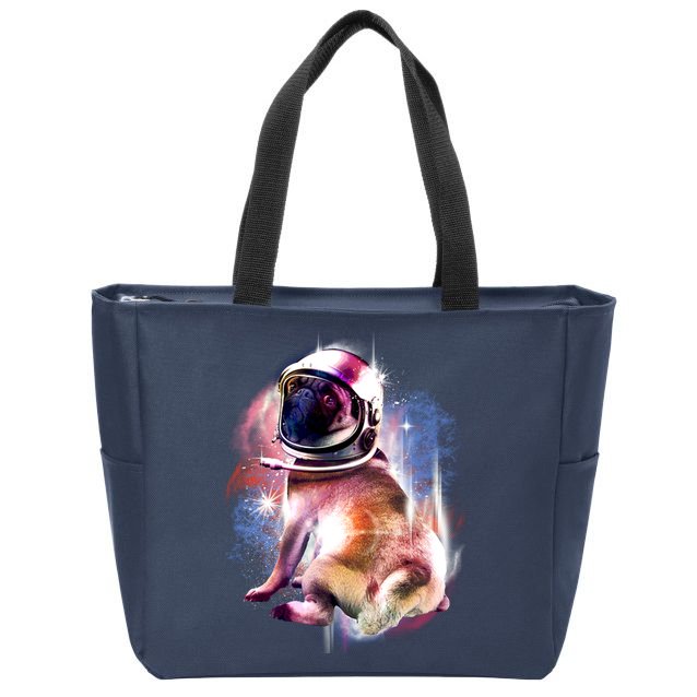 Space Pug Wearing Helmet Zip Tote Bag