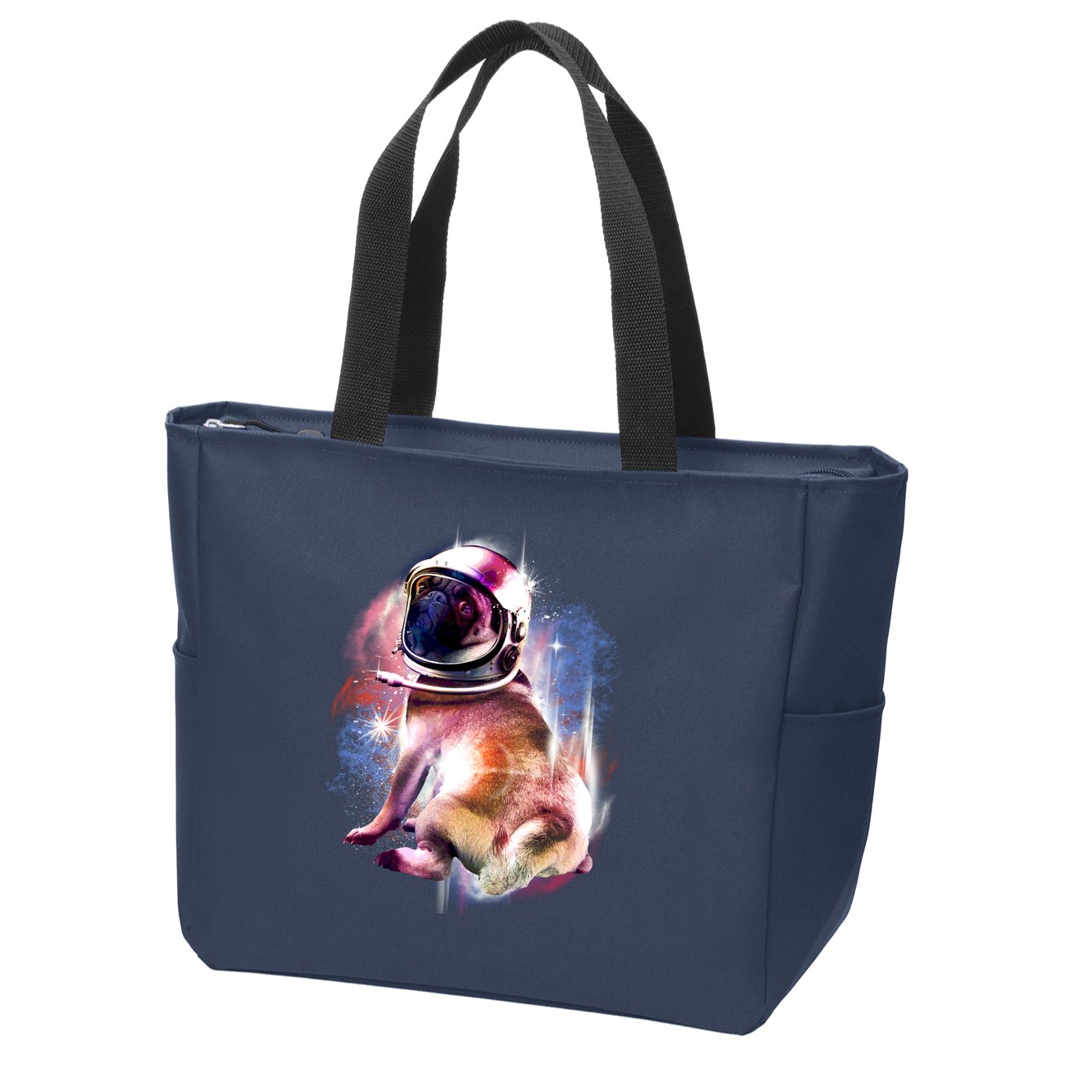 Space Pug Wearing Helmet Zip Tote Bag