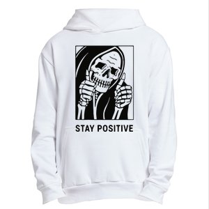 Stay Positive With Skeleton Motivational Mental Health Urban Pullover Hoodie