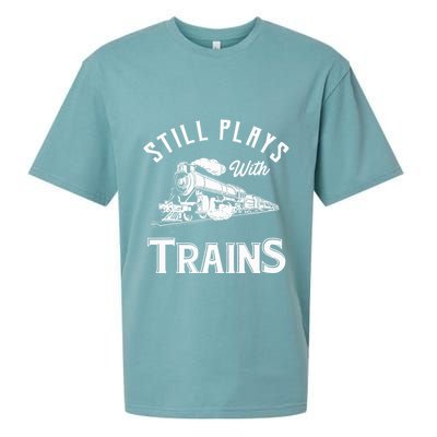 Still Plays With Trains Locomotive & Model Railroad Sueded Cloud Jersey T-Shirt