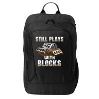 Still Plays With Blocks Gift Auto Drag Racing Car Gift City Backpack