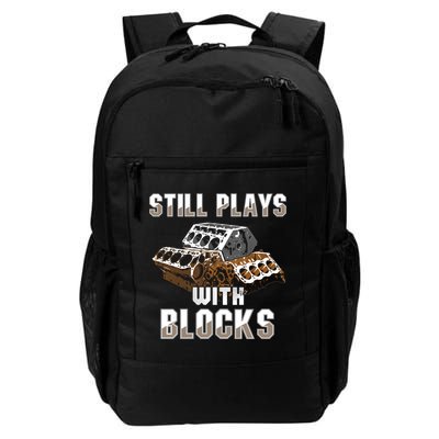 Still Plays With Blocks Gift Auto Drag Racing Car Gift Backpack