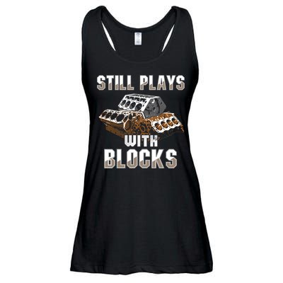 Still Plays With Blocks Gift Auto Drag Racing Car Gift Ladies Essential Flowy Tank