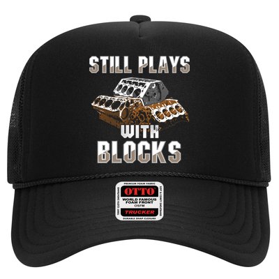 Still Plays With Blocks Gift Auto Drag Racing Car Gift Hat