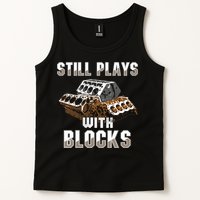 Still Plays With Blocks Gift Auto Drag Racing Car Gift Tank Top