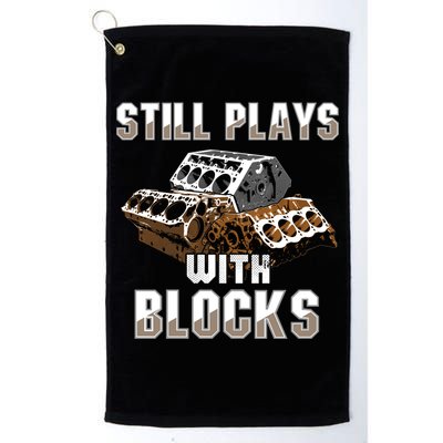 Still Plays With Blocks Gift Auto Drag Racing Car Gift Golf Towel