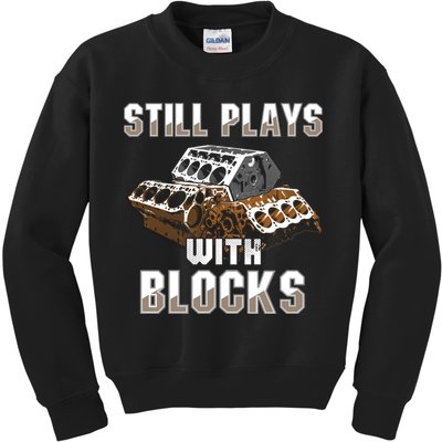 Still Plays With Blocks Gift Auto Drag Racing Car Gift Kids Sweatshirt