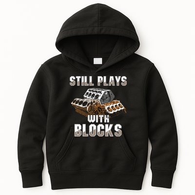 Still Plays With Blocks Gift Auto Drag Racing Car Gift Kids Hoodie