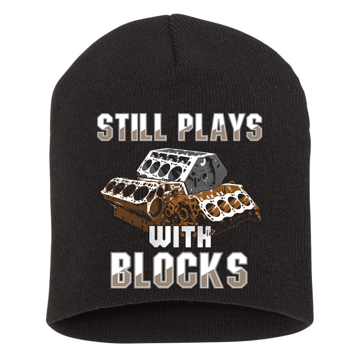 Still Plays With Blocks Gift Auto Drag Racing Car Gift Short Acrylic Beanie