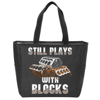 Still Plays With Blocks Gift Auto Drag Racing Car Gift Zip Tote Bag
