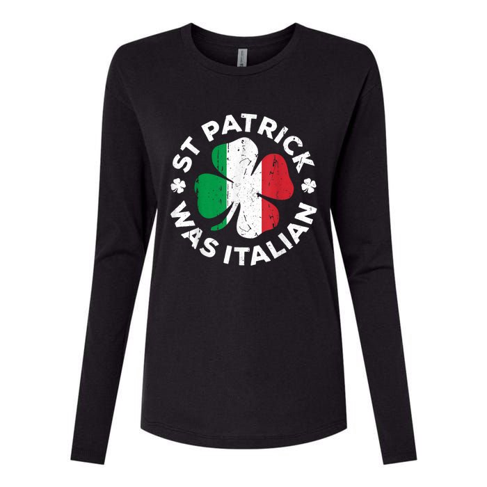 St Patrick Was Italian Shamrock Italy Flag Womens Cotton Relaxed Long Sleeve T-Shirt