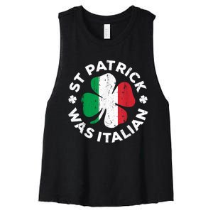 St Patrick Was Italian Shamrock Italy Flag Women's Racerback Cropped Tank