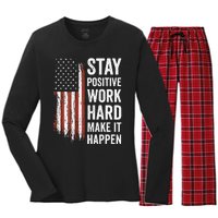 Stay Positive Work Hard Make It Happen Motivation Women's Long Sleeve Flannel Pajama Set 