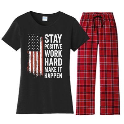 Stay Positive Work Hard Make It Happen Motivation Women's Flannel Pajama Set