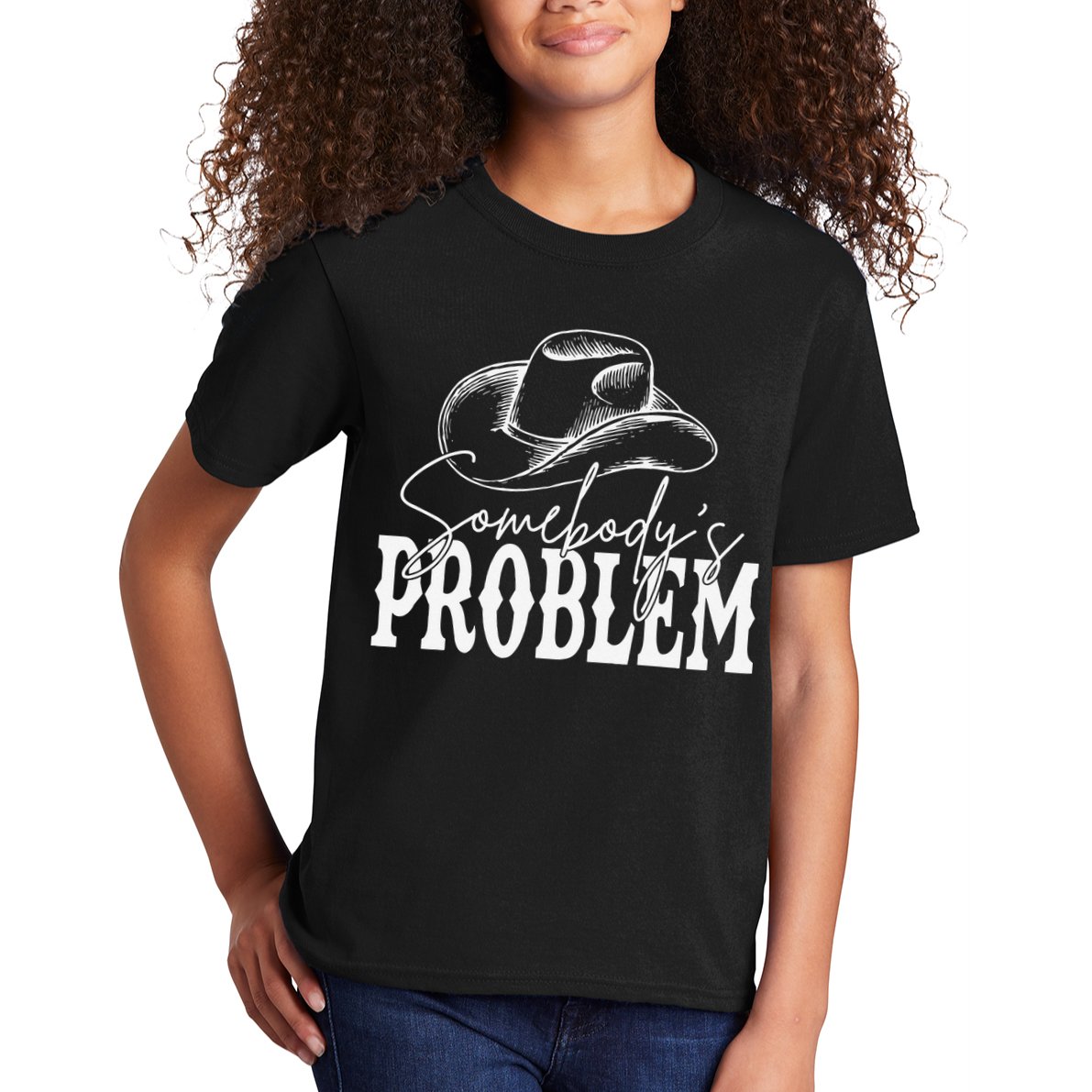 Somebody's Problem Western Country Cow Morgan Fan Kids T-Shirt