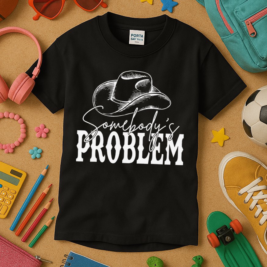 Somebody's Problem Western Country Cow Morgan Fan Kids T-Shirt