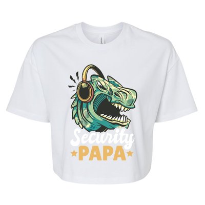 Security Papa With A Dinosaur For Father's Day Meaningful Gift Bella+Canvas Jersey Crop Tee