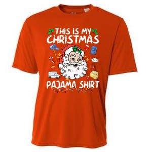 Santa Postal Worker Delivery This Is My Christmas Pajama Gift Cooling Performance Crew T-Shirt