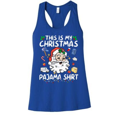 Santa Postal Worker Delivery This Is My Christmas Pajama Gift Women's Racerback Tank