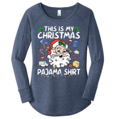 Santa Postal Worker Delivery This Is My Christmas Pajama Gift Women's Perfect Tri Tunic Long Sleeve Shirt