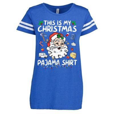 Santa Postal Worker Delivery This Is My Christmas Pajama Gift Enza Ladies Jersey Football T-Shirt