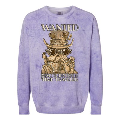 Steam Punk Wanted Mad Scientist And Time Traveler Steampunk Colorblast Crewneck Sweatshirt