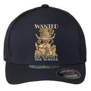 Steam Punk Wanted Mad Scientist And Time Traveler Steampunk Flexfit Unipanel Trucker Cap