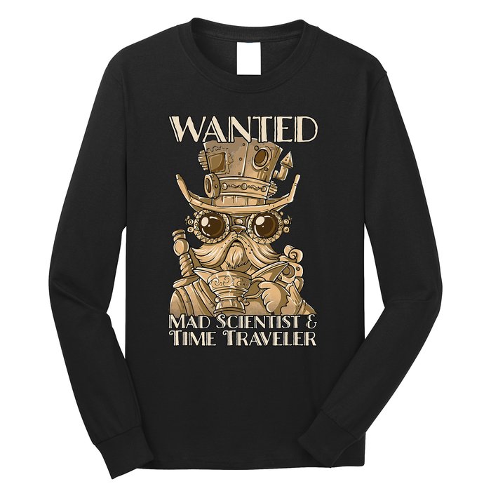 Steam Punk Wanted Mad Scientist And Time Traveler Steampunk Long Sleeve Shirt