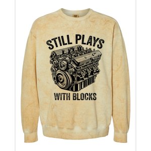 Still Plays With Blocks Workbench And Mechanics And Builders Colorblast Crewneck Sweatshirt