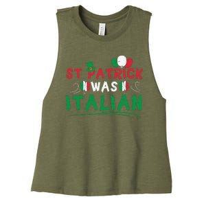 St Patrick Was Italian Funny St Patricks Day Women's Racerback Cropped Tank