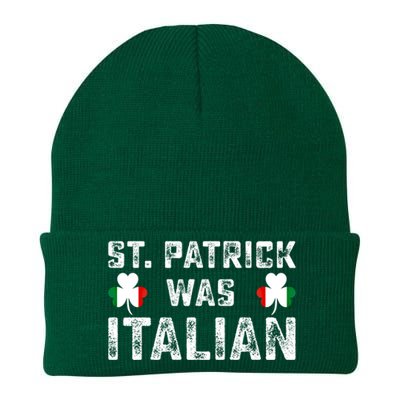 St Patrick Was Italian Flag Irish Clover St Pattys Holiday Gift Knit Cap Winter Beanie