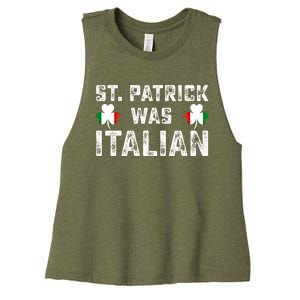 St Patrick Was Italian Flag Irish Clover St Pattys Holiday Gift Women's Racerback Cropped Tank