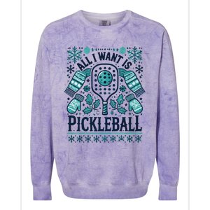 Snowflakes Pickleball Xmas Ugly Pajama Outfit Gift Colorblast Crewneck Sweatshirt