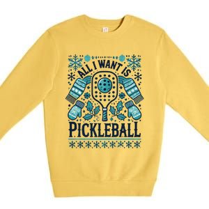 Snowflakes Pickleball Xmas Ugly Pajama Outfit Gift Premium Crewneck Sweatshirt